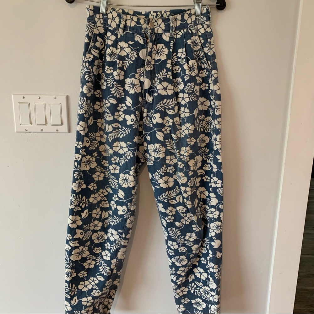 Vintage Premiere Vision Pleated High Rise Floral Pants 1980’s Women’s 9 Junior